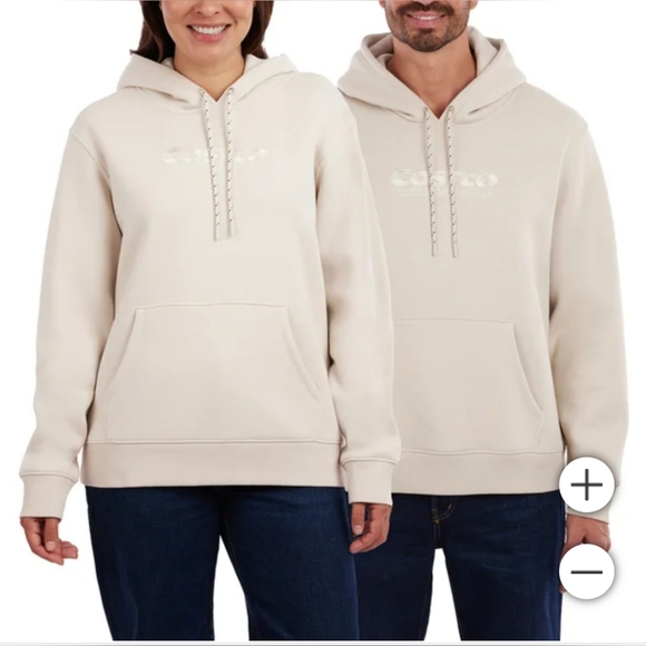 New COSTCO WHOLESALE Unisex Logo Hoodie Men women boys girls Cream Color Size XS